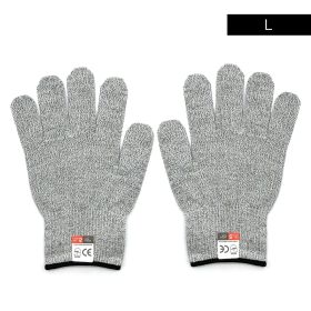 Cut Resistant Gloves - Ambidextrous, Food Grade, High Performance Level 5 Protection. Size Medium, Complimentary Ebook Included - L