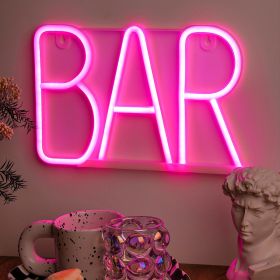 1pc, BAR Neon Light, LED Business Bar Sign Light On Off Switch Open Bright Light Neon, Without Battery - Pink
