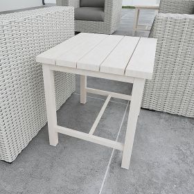 Durable Outdoor End Table - Solid Aluminum Construction, Whitewashed Birch Look - Natural Charm, Adjustable Levelers - as Pic