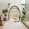 Outdoor Garden Rattan Egg Swing Chair Hanging Chair Wood - as Pic