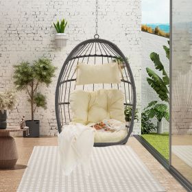 Outdoor Garden Rattan Egg Swing Chair Hanging Chair Wood - as Pic