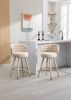 COOLMORE Counter Height Bar Stools Set of 2 for Kitchen Counter Solid Wood Legs with a fixed height of 360 degrees - as Pic