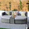 Direct Wicker 4-Piece Outdoor Wicker Sofa Daybed Set Patio Furniture Sunbed - Gray