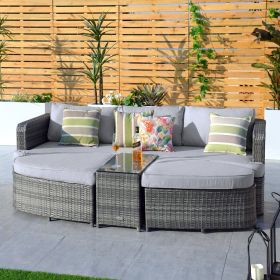 Direct Wicker 4-Piece Outdoor Wicker Sofa Daybed Set Patio Furniture Sunbed - Gray