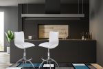 Modern Barstool Leatherette/Chrome Adjustable Height In White Color - as Pic
