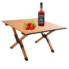 Portable picnic table, rollable aluminum alloy table top with folding solid X-shaped frame ZB1001MW - as Pic