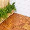 Outdoor Patio 4-Slat Acacia Interlocking Deck Tile (Set of 10 Tiles) - as Pic