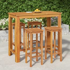5 Piece Patio Bar Set Solid Wood Acacia - Brown