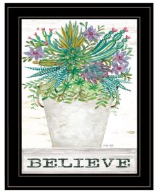 "Believe Succulents" by Cindy Jacobs, Ready to Hang Framed Print, Black Frame - as Pic