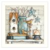 "Birdhouse on Books" By Mary June, Printed Wall Art, Ready To Hang Framed Poster, White Frame - as Pic