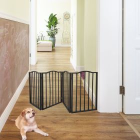 Pet Gate – Dog Gate for Doorways;  Stairs or House – Freestanding;  Folding ;  Dark brown; Arc Wooden - Dark brown