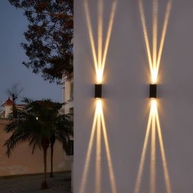 LED Waterproof Outdoor 3 Beams Wall Light, Outdoor Landscape Lights, Garden Patio Back Yard Front Door Wall Lamp - black