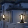 Solar Post Light, Outdoor Patio Fence Post Lamp with Warm and Cool Lights, Decor for Yard Garden Deck, 7.84 x 7.84 x 15 in. - As Pic