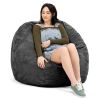 Jaxx Saxx 4 Foot Round Bean Bag w/ Removable Cover, Black - Black - Microsuede