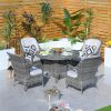 Direct Wicker 5-Piece Aluminum Wicker Round Outdoor Dining Set with Cushions - Gray