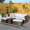 Direct Wicker 4-Piece Outdoor Wicker Sofa Daybed Set Patio Furniture Sunbed - Brown