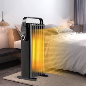 1500W Electric Space Heater Oil Filled Radiator Heater with Foldable Rack - black