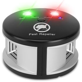 360° Ultrasonic Pest Repeller Electronic Plug-in Pest Control Mouse Chaser Blocker Repellent Deterrent - Black
