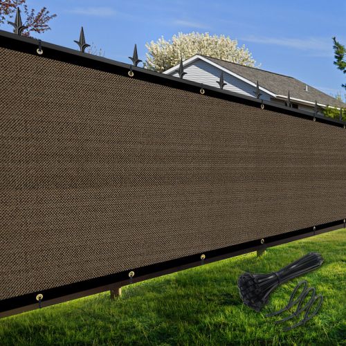 Artpuch Privacy Fence Screen Brown Customized Outdoor Mesh Panels for Backyard, Balcony,Patio,Construction Site with Zip Ties - 5x274 ft - Brown