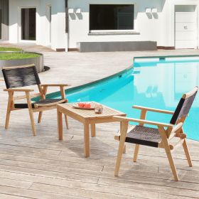 Patio Furniture Chair Black Rope Furniture Chairs for 2,Outdoor Conversation Sectional for Backyard Poolside, Garden - as Pic