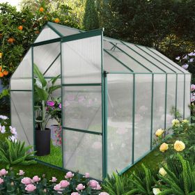 6x12 FT Polycarbonate Greenhouse Raised Base and Anchor Aluminum Heavy Duty Walk-in Greenhouses for Outdoor Backyard in All Season - as Pic