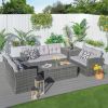 Direct Wicker Outdoor Patio Conversation Set with Storage Box with Cushion - Gray