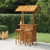 3 Piece Patio Bar Set Solid Wood Acacia - Brown