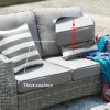 Direct Wicker Fire Pit Table With Chair Rattan Wicker Sofa Set out Door Furniture Garden Set - Grey
