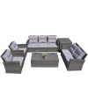 Direct Wicker Outdoor Patio Conversation Set with Storage Box with Cushion - Gray
