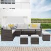 Grey Wicker Modular Sofas Furniture Set Side Table Luxury Couches For Living Room Patio Outdoor - as Pic