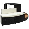 Spa Surround Black Poly Rattan and Acacia Wood - Black