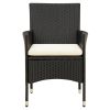 7 Piece Patio Dining Set with Cushions Poly Rattan Black - Black