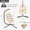 Patio Foldable Hanging Swing Chair with Stand Natural Color - as Pic