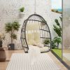 Outdoor Garden Rattan Egg Swing Chair Hanging Chair Wood - as Pic