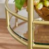 2 Glass Shelves  Serving Trolley Bar Cart  with Durable Metal Frame for Hotel Dining Room Restaurant - Glod