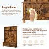ON-TREND Modern Style Hall Tree with Storage Cabinet and 2 Large Drawers, Widen Mudroom Bench with 5 Coat Hooks, Rustic Brown - as Pic