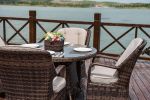 Direct Wicker 5-Piece Aluminum Wicker Round Outdoor Dining Set with Cushions - Brown