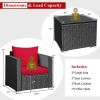 3 Pcs Patio wicker Furniture Set with Cushion - Red