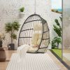 Outdoor Garden Rattan Egg Swing Chair Hanging Chair Wood - as Pic