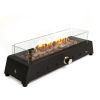 28 inch Tabletop Fire Pit, Propane Gas Fire Pit with Quick Connect Joint, Glass Wind Guard and Lava Rock, Outdoor Portable Tabletop Fire Pit - as Pic