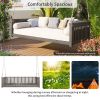 TOPMAX Patio Minimalist Twin Size Garden Swing Bed Wood Porch Swing with Ropes for Backyard, Safe Sloped Design, Gray - as Pic