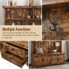ON-TREND Modern Style Hall Tree with Storage Cabinet and 2 Large Drawers, Widen Mudroom Bench with 5 Coat Hooks, Rustic Brown - as Pic