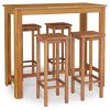 5 Piece Patio Bar Set Solid Wood Acacia - Brown