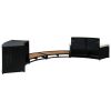 Spa Surround Black Poly Rattan and Acacia Wood - Black