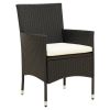 7 Piece Patio Dining Set with Cushions Poly Rattan Black - Black