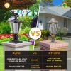 Solar Post Light, Outdoor Patio Fence Post Lamp with Warm and Cool Lights, Decor for Yard Garden Deck, 7.84 x 7.84 x 15 in. - As Pic