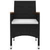 7 Piece Patio Dining Set with Cushions Poly Rattan and Glass - Black