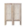 Mesh Cut Out Carved Mango Wood Octagonal Folding Table with Round Top, Antique White and Brown - as Pic