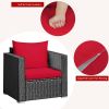 3 Pcs Patio wicker Furniture Set with Cushion - Red
