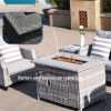 Direct Wicker Fire Pit Table With Chair Rattan Wicker Sofa Set out Door Furniture Garden Set - Grey(tall firepit table)